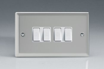 Varilight Classic Satin Chrome 4-Gang 10A 1- or 2-Way Rocker Switch (Twin Plate)