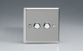 Varilight Classic Satin Chrome 2-Gang 6A 1-Way Push-to-Make Momentary Switch