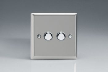Varilight Classic Satin Chrome 2-Gang 6A 1-Way Push-to-Make Momentary Switch
