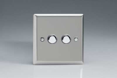 Varilight Classic Satin Chrome 2-Gang 6A 1-Way Push-to-Make Momentary Switch