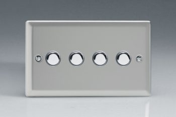 Varilight Classic Satin Chrome 4-Gang 6A 1-Way Push-to-Make Momentary Switch (Twin Plate)