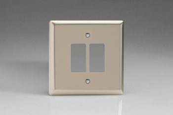 Varilight Classic Satin Chrome 2-Gang PowerGrid Plate including Yoke (Single Plate)