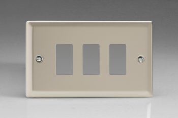 Varilight Classic Satin Chrome 3-Gang PowerGrid Plate including Yoke (Twin Plate)