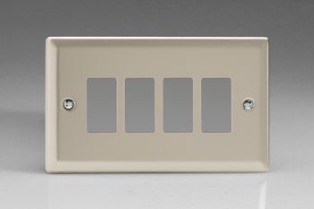 Varilight Classic Satin Chrome 4 Gang Power-Grid Plate including Yoke (Twin Plate)