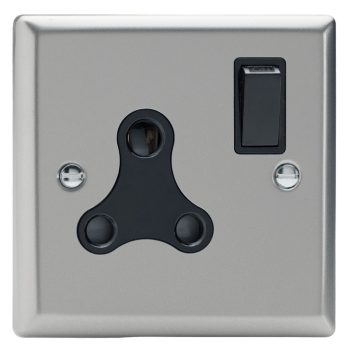 Varilight Classic Sating Chrome 1-Gang 15A Round Pin Socket