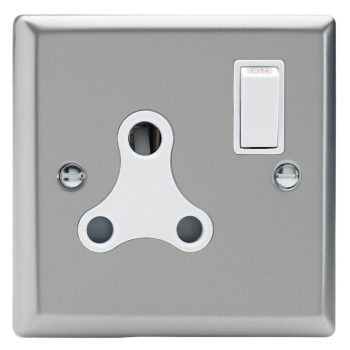 Varilight Classic Satin Chrome 1-Gang 15A Round Pin Socket