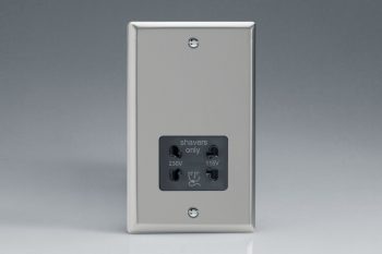 Varilight Classic Satin Chrome Dual Voltage Shaver Socket 230V/115V