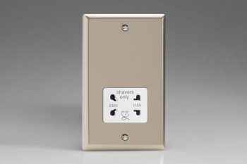 Varilight Classic Satin Chrome Dual Voltage Shaver Socket 240V/115V 240V/115V