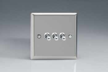 Varilight Classic Satin Chrome 3-Gang 10A 1- or 2-Way Toggle Switch