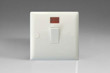 Varilight White Value 1-Gang 20A Double Pole Rocker Switch + Neon Indicator Light