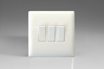 Varilight White Value 3-Gang 10A 1- or 2-way Rocker Switch