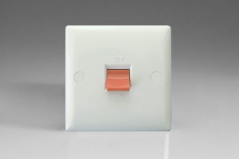 Varilight White Value 45A Cooker Switch (Single Plate, Red Rocker)
