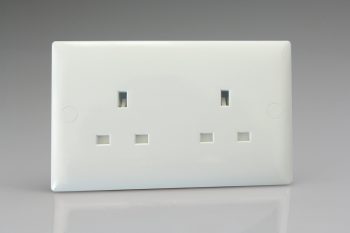 Varilight White Value 2-Gang 13A Unswitched Socket