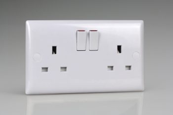 Varilight White Value 2-Gang 13A Double Pole Switched Socket