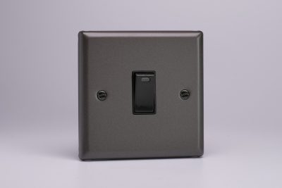 Varilight Classic Graphite 1-Gang 20A Double Pole Rocker Switch + Neon Indicator Light