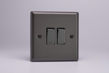 Varilight Classic Graphite 2 Gang 10 Amp 1-or 2-Way Rocker Switch