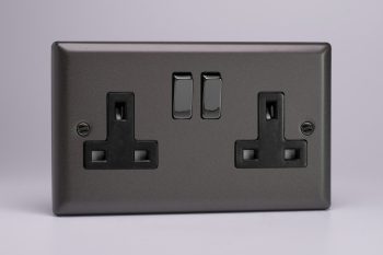 Varilight Classic Graphite 2 Gang 13 Amp Double Pole Switched Plug Socket