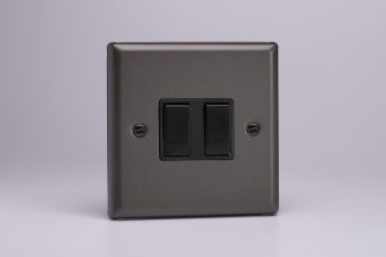 Varilight Classic Graphite  2-Gang (10A Intermediate Switch + 10A 1- or 2-Way Rocker Switch)