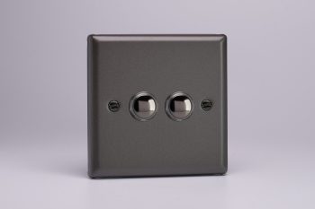 Varilight Classic Graphite 2-Gang 6A 1-Way Push-to-Make Momentary Switch