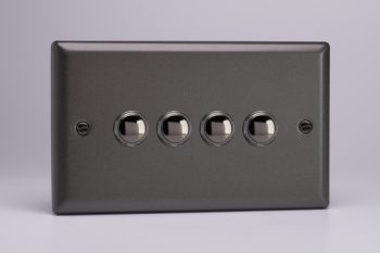 Varilight Classic Graphite 4-Gang 6A 1-Way Push-to-Make Momentary Switch (Twin Plate)