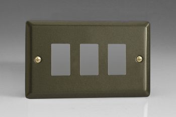 Varilight Classic Graphite 3-Gang PowerGrid Plate including Yoke (Twin Plate)