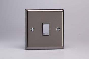 Varilight Classic Pewter 1-Gang 20A Double Pole Rocker Switch with Metal Rockers