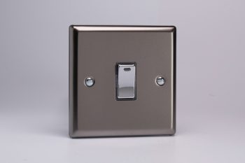 Varilight Classic Pewter 1-Gang 20A Double Pole Rocker Switch + Neon Indicator Light with Metal Rockers