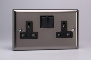 Varilight Classic Pewter 2-Gang 13A Double Pole Switched Socket