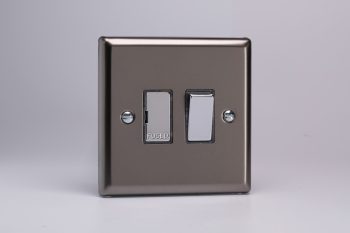Varilight Classic Pewter 13A Switched Fused Spur with Metal Inserts