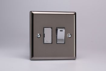 Varilight Classic Pewter 13A Switched Fused Spur + Neon with Metal Inserts