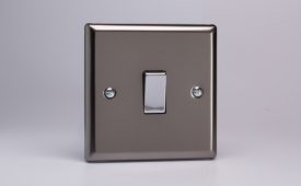 Varilight Classic Pewter 1-Gang 10A Intermediate Rocker Switch with Metal Rockers