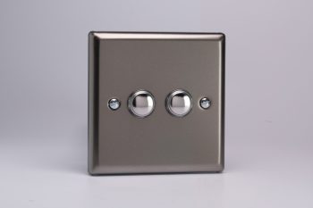 Varilight Classic Pewter 2-Gang 6A 1-Way Push-to-Make Momentary Switch