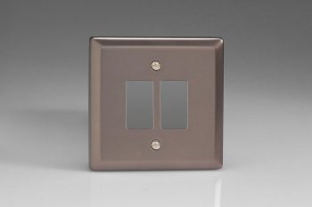 Varilight Classic Pewter 2-Gang PowerGrid Plate including Yoke (Single Plate)