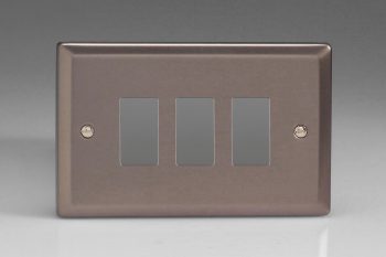 Varilight Classic Pewter 3-Gang PowerGrid Plate including Yoke (Twin Plate)