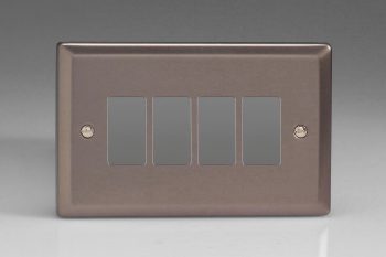 Varilight Classic Pewter 4-Gang PowerGrid Plate including Yoke (Twin Plate)