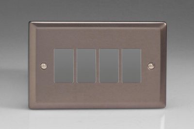 Varilight Classic Pewter 4-Gang PowerGrid Plate including Yoke (Twin Plate)