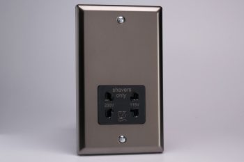 Varilight Classic Pewter Dual Voltage Shaver Socket 230V/115V