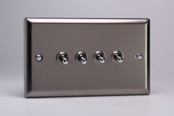 Varilight Classic Pewter 4-Gang 10A 1- or 2-Way Toggle Switch (Twin Plate)