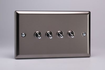 Varilight Classic Pewter 4-Gang 10A 1- or 2-Way Toggle Switch (Twin Plate)