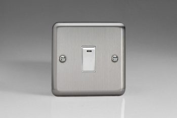 Varilight Matt Chrome 1-Gang 20A Double Pole Rocker Switch + Neon Indicator Light