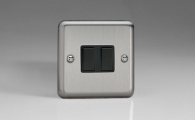 Varilight Classic Matt Chrome 2-Gang 10A 1- or 2-Way Rocker Switch