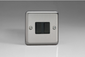 Varilight Classic Matt Chrome 2-Gang 10A 1- or 2-Way Rocker Switch