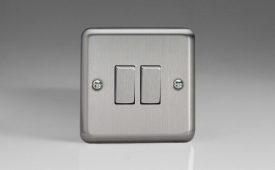 Varilight Classic Matt Chrome 2-Gang 10A 1- or 2-Way Rocker Switch with Metal Rockers