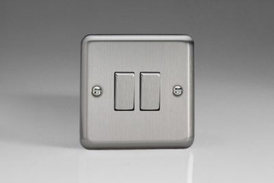 Varilight Classic Matt Chrome 2-Gang 10A 1- or 2-Way Rocker Switch with Metal Rockers