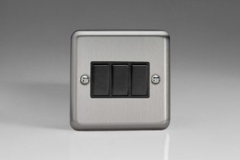 Varilight Classic Matt Chrome 3-Gang 10A 1- or 2-Way Rocker Switch