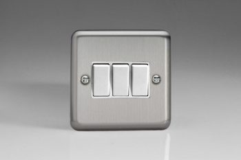 Varilight Classic Matt Chrome 3-Gang 10A 1- or 2-Way Rocker Switch