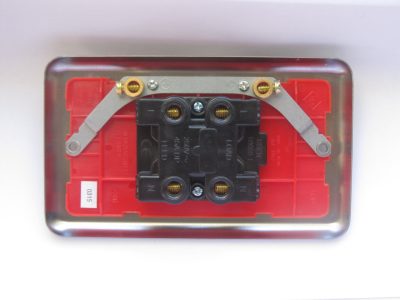 Varilight Value Matt Chrome 45A Cooker Switch + Neon (Vertical Twin Plate, Red Rocker) - Image 2