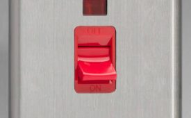 Varilight Classic Matt Chrome 45A Cooker Switch + Neon (Vertical Twin Plate, Red Rocker)
