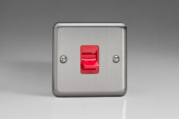 Varilight Classic Matt Chrome 45A Cooker Switch (Single Plate, Red Rocker)