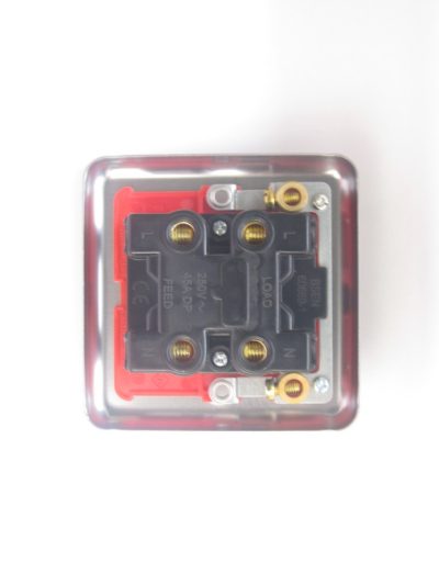 Varilight Classic Matt Chrome 45A Cooker Switch (Single Plate, Red Rocker) - Image 2